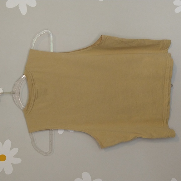 Adidas Earthy Greenish Yellowish Tan Cotton Cinching  Muscle Tank Top - Picture 4 of 11